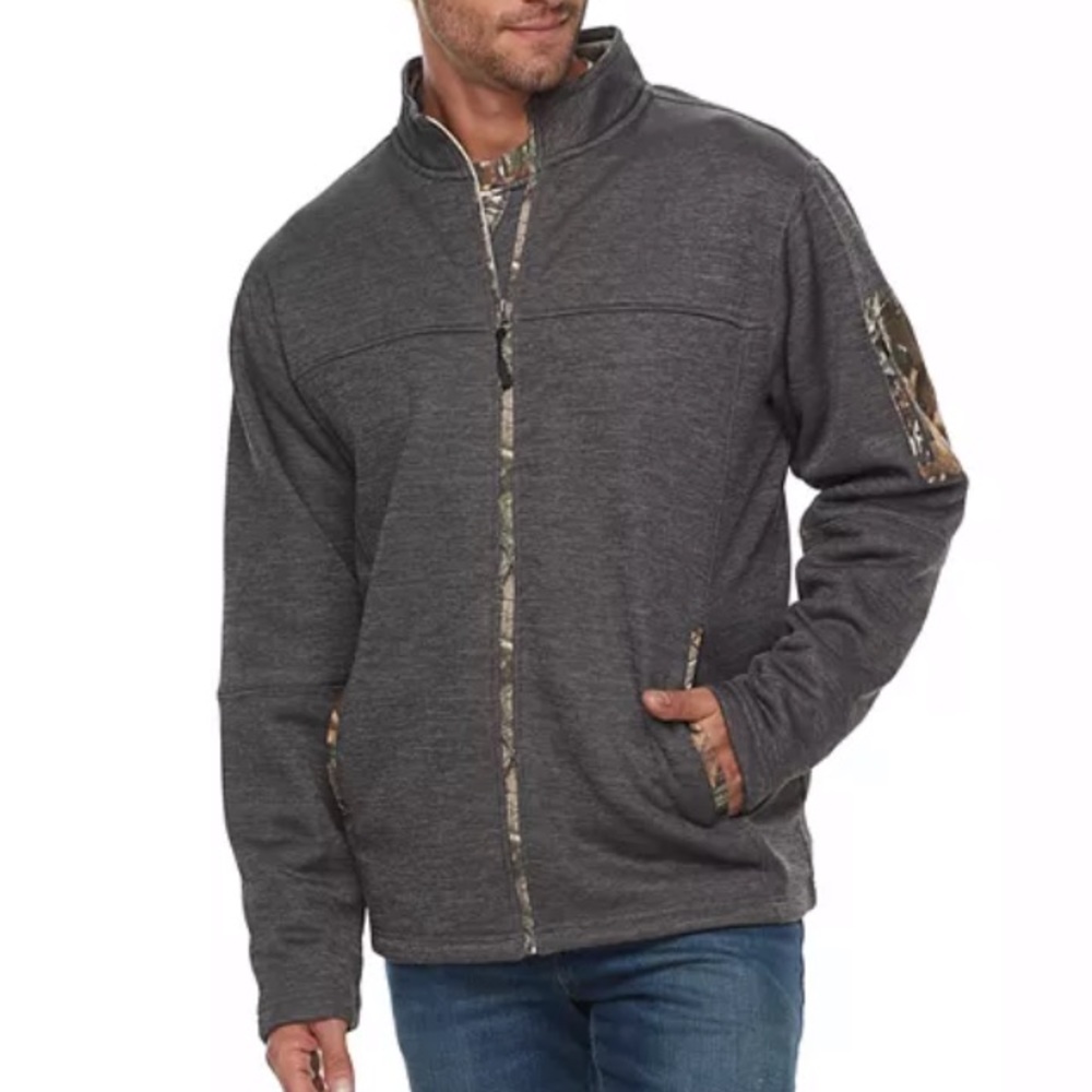 🔹NWT Realtree Men’s Gray Camo Print Trek Fleece Jacket
